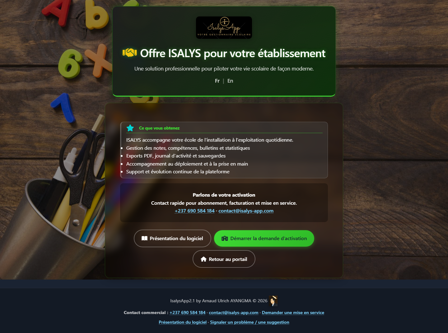 Offre établissement ISALYS