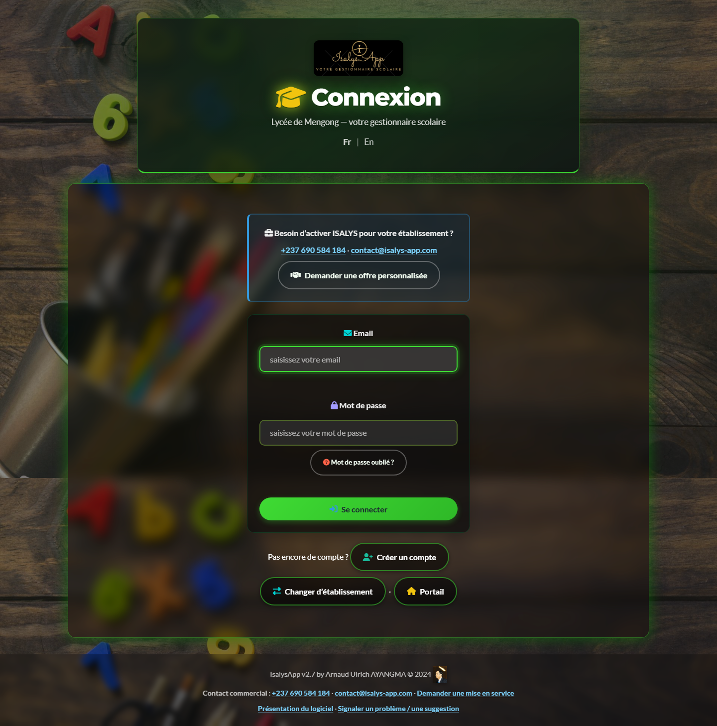Connexion établissement