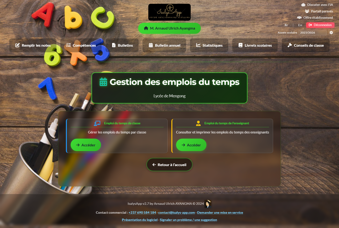 Emploi du temps